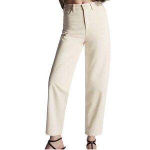 COS Women's Tapered Leg High Rise Ankle Length 100% Cotton Jeans Cream Size 29